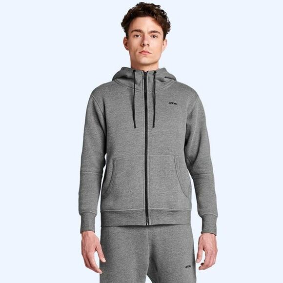 Ateyo Mens Womens Tech Zip Up Gaming Hoodie Sweatshirt Gray size XS